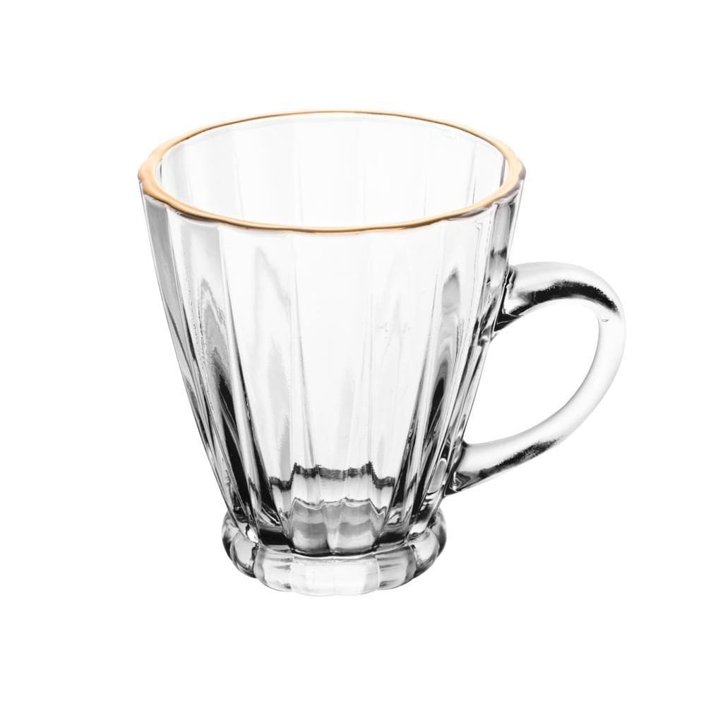 Jogo 4 Xícaras para Café de Vidro Fio de Ouro Radial 160ml
