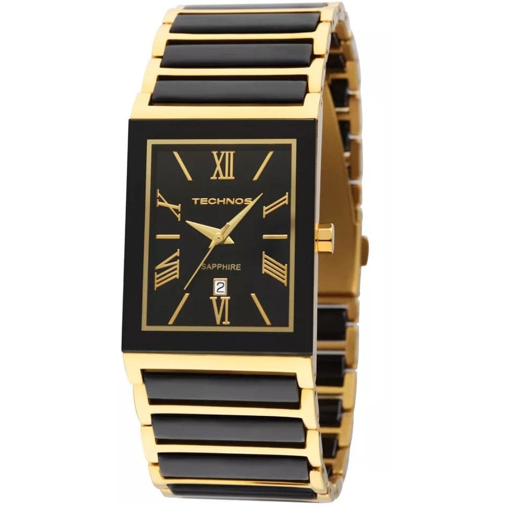 Relógio TECHNOS feminino dourado preto ceramic 2015CF/4P