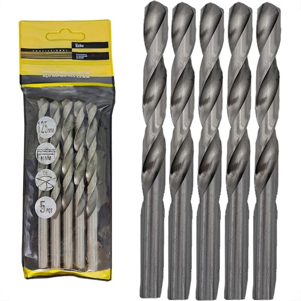 Broca Aco Rapido Eda 9,0Mm - 0Ce - Kit C/5 Pecas