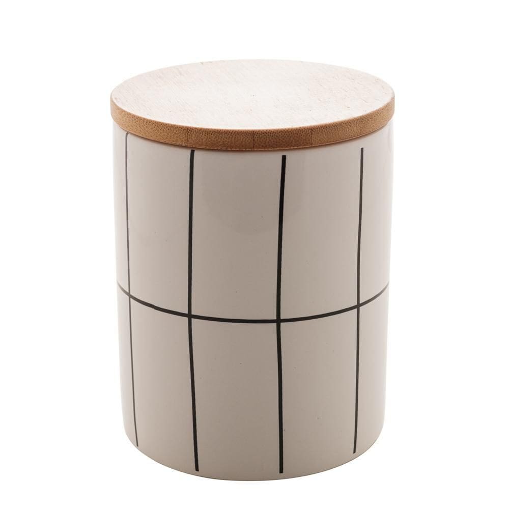 Potiche de Cerâmica com Tampa de Bambu Turim Branco 12,5cm