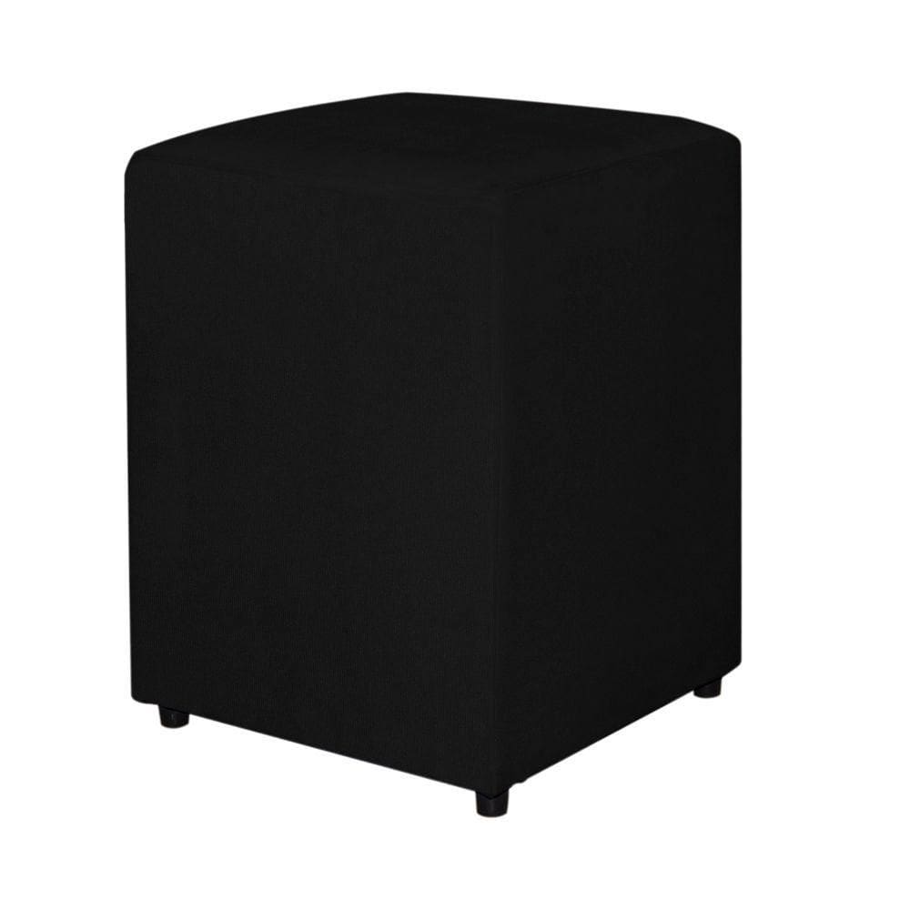 Puff Quadrado Tecido Suede Preto