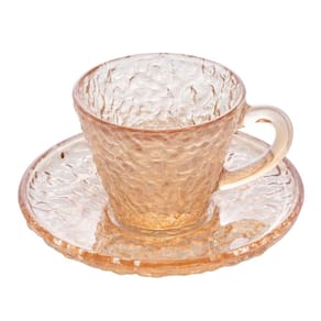 Xícara Cristal Martelado de CaféPetra Âmbar Metalizado 70ml