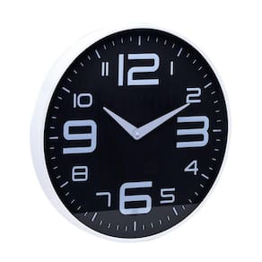 Relógio de Parede em Plástico Preto com Branco 30,5cm - Lyor