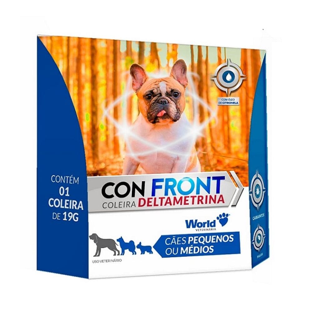 Coleira Antiparasitária Confront 19g 48cm p Cães - World Vet
