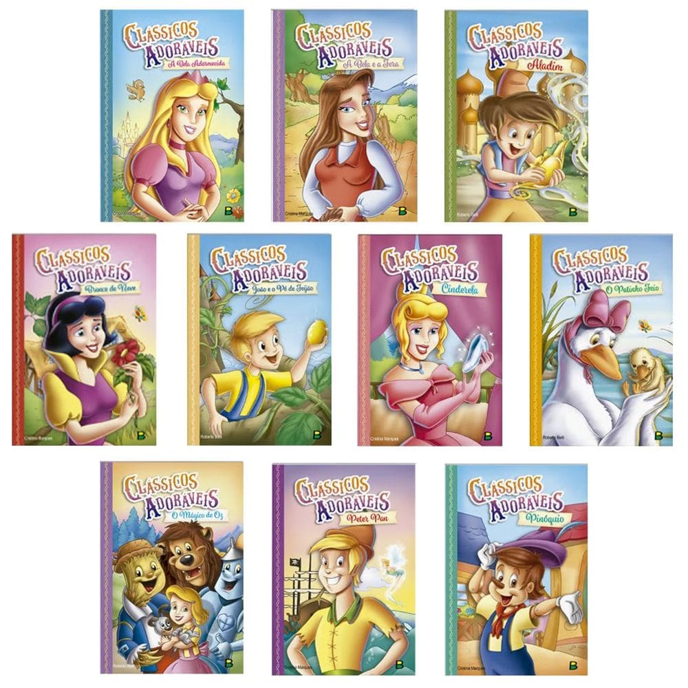 Kit 10 Livros De Contos Infantis Clássicos Adoráveis - Lições E Valores