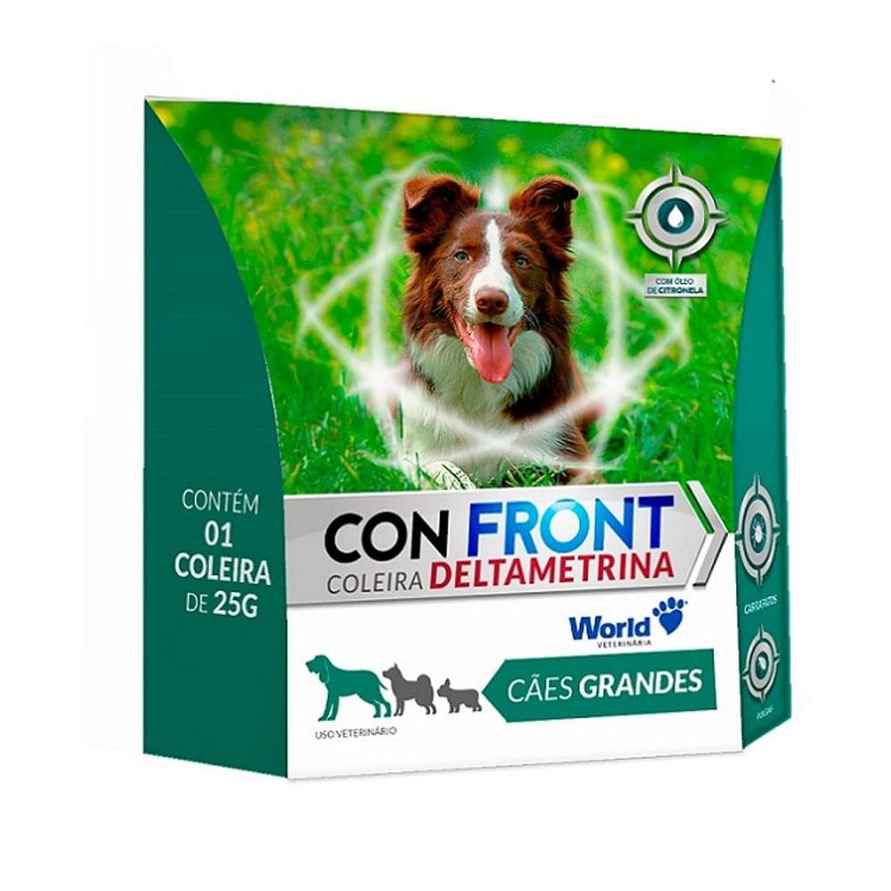 Coleira Antiparasitária Confront 25g 65cm p Cães - World Vet