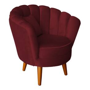 Poltrona Pétala Elegancia Decorativa Com Pés De Madeira Vermelho