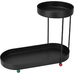 SUPORTE DECORATIVO PLANTA CACHEPO PARA VASOS 2 NIVEIS HOME&CO METAL 27x35x17cm PRETO