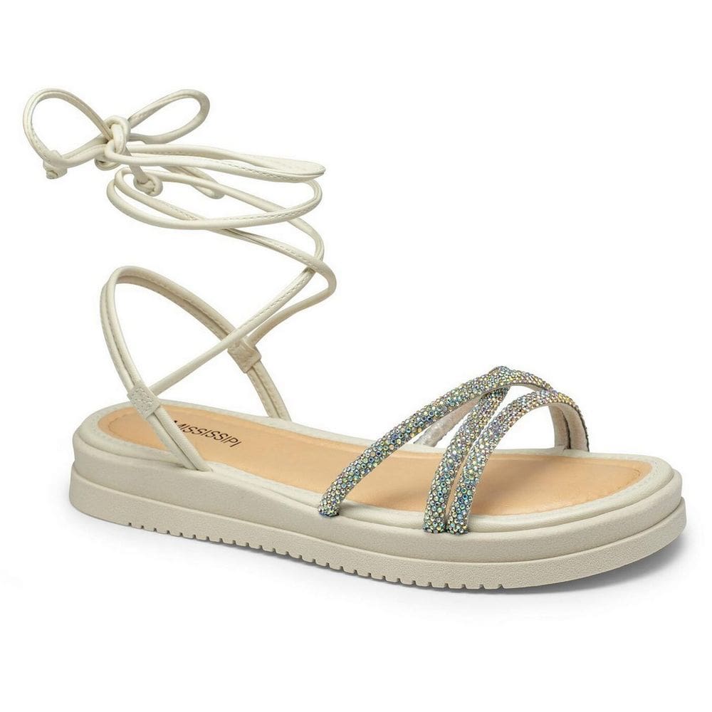 Sandalia Papete Feminina Mississipi Strass Amarração MI717