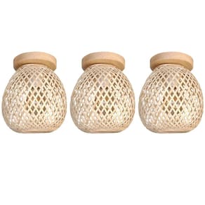 3 Luminaria Bambu Plafon Artesanal Fibra Natural Nat93