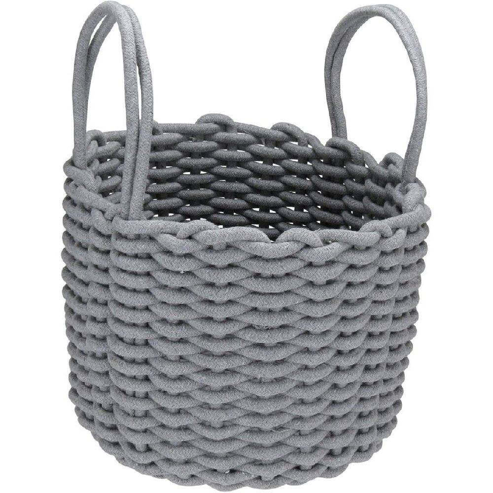 CESTA ORGANIZADORA DECORATIVA HOME&CO TECIDO 22x28x28cm CINZA