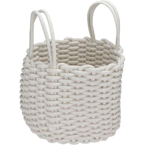 CESTA ORGANIZADORA DECORATIVA HOME&CO TECIDO 22x28x28cm BRANCO
