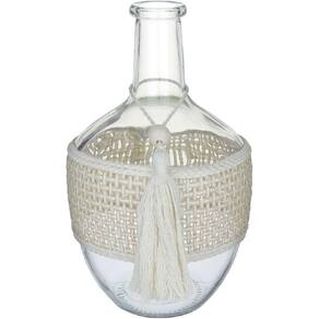 VASO GARRAFA DECORATIVO HOME&CO TRAMA FIBRA VIDRO 30x18x18cm TRANSPARENTE