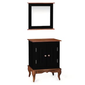 Gabinete para Banheiro 2 Portas com Espelheira Dália 3057 Linz Móveis - Preto/Imbuia Glazer