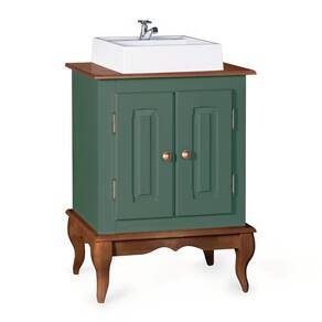 Gabinete para Banheiro 2 Portas com Cuba Dália 3057 Linz Móveis - Verde Musgo/Imbuia Glazer
