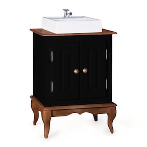 Gabinete para Banheiro 2 Portas com Cuba Dália 3057 Linz Móveis - Preto/Imbuia Glazer