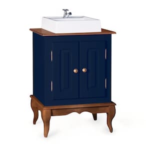 Gabinete para Banheiro 2 Portas com Cuba Dália 3057 Linz Móveis - Azul Petróleo/Imbuia Glazer