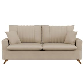 Sofá 160cm 2 Lugares com Almofadas Pés Curvos Veras Suede D05 Bege - Mpozenato
