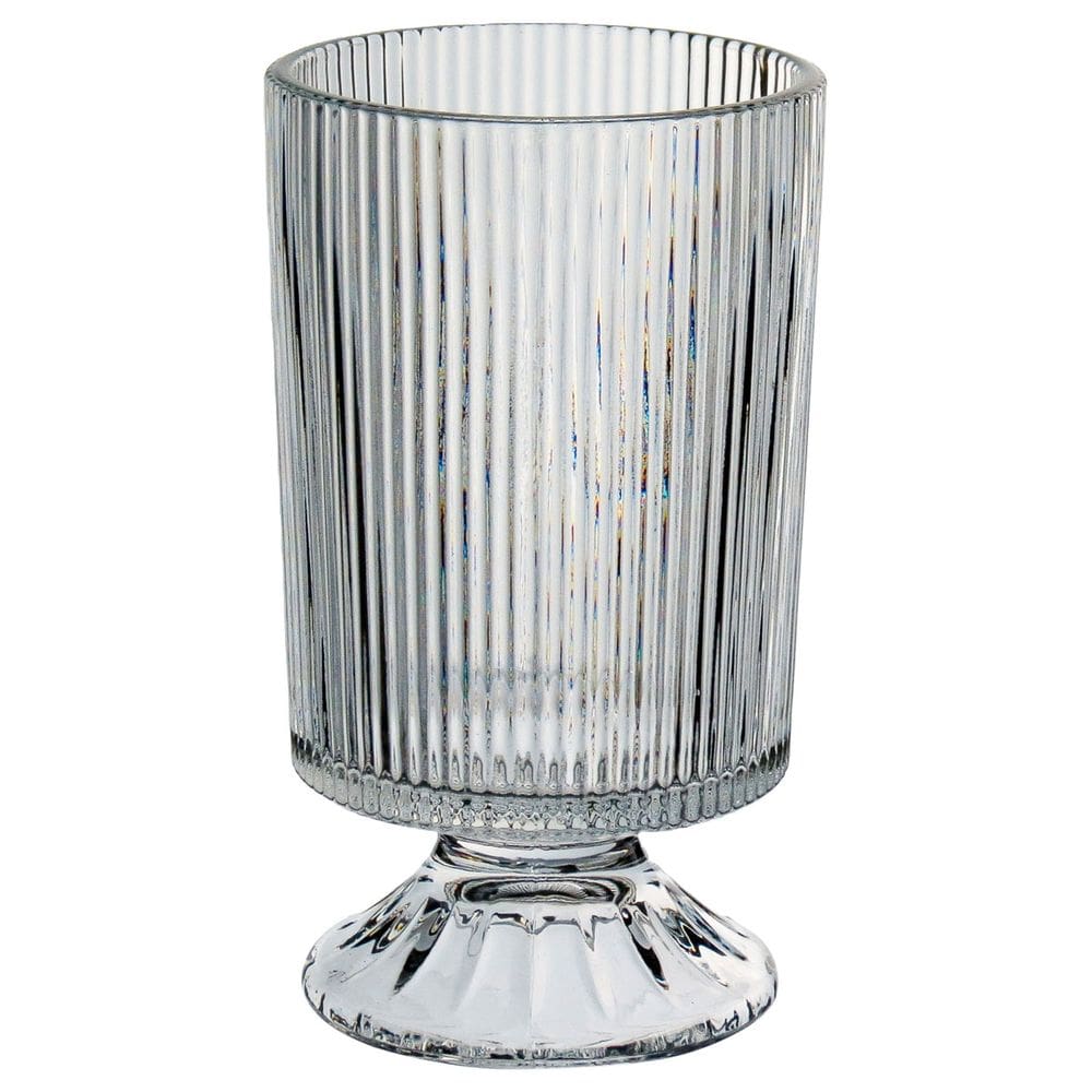VASO DECORATIVO ENFEITE CASA REDONDO HOME&CO COM PÉ VIDRO x10x17cm TRANSPARENTE