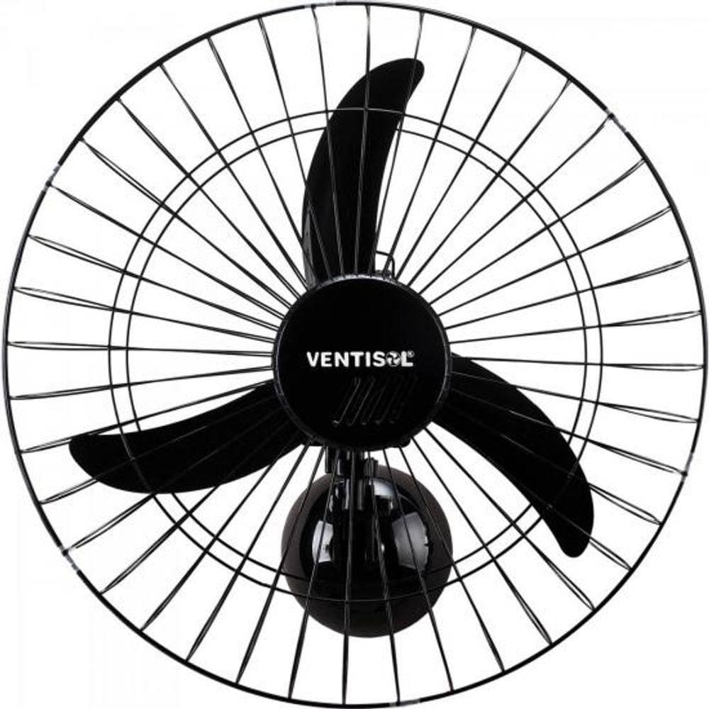 Ventilador De Parede Ventisol Oscilante 60cm Aço Preto Bivolt - Bivolt