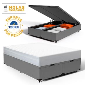 Cama Box Baú com Colchão de Molas Ensacadas Classic Maxx White Queen 158cm