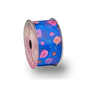 Fita De Gorgurão Estampada 38mm Progresso Nº9 Água Viva Azul