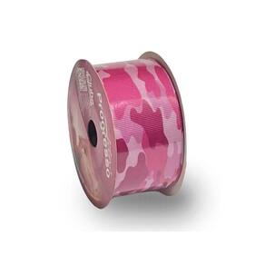 Fita De Gorgurão Estampada 38mm Progresso Nº9 Camuflada Rosa