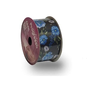 Fita De Gorgurão Estampada 38mm Progresso Nº9 | Flores Azul