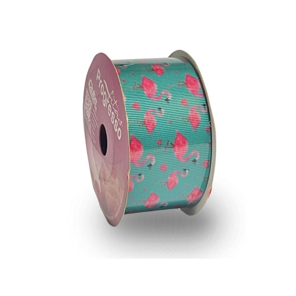Fita De Gorgurão Estampada 38mm Progresso Nº9 | Flamingos