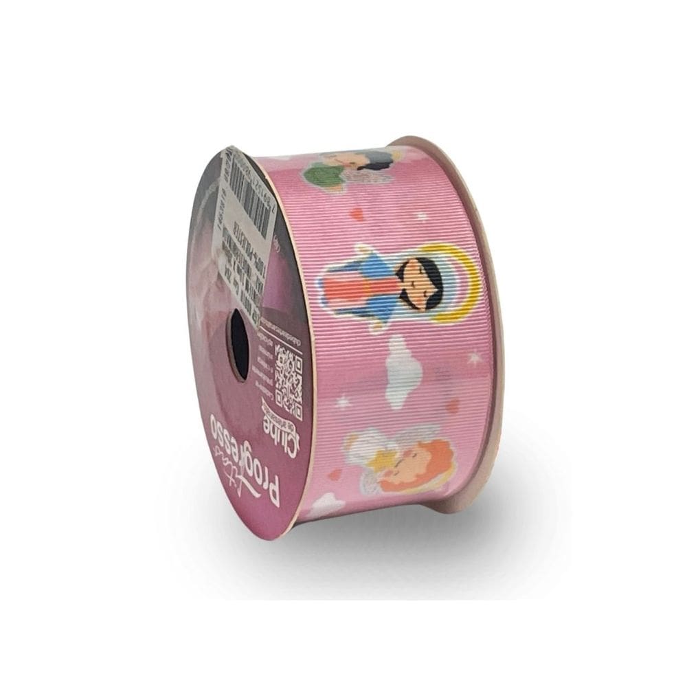 Fita De Gorgurão Estampada 38mm Progresso Nº9 Anjinhos Natal