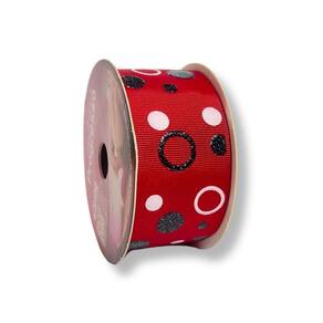 Fita Decore Glitter Círculos Vermelho EGP009SG-026 38mm | 10 Metros