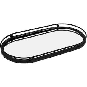 BANDEJA DECORATIVA PARA SERVIR LAVABO ESPELHADO METAL 2x14x27cm PRETO