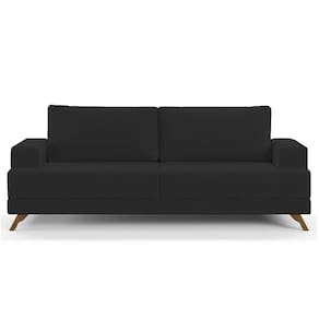 Sofá 3 Lugares 200cm Living Pés Curvos Santi D05 Suede Preto - Mpozenato