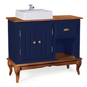 Gabinete para Banheiro 2 Portas com Cuba Dália 3058 Linz Móveis - Azul Petróleo/Imbuia Glazer
