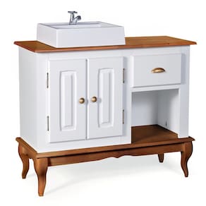 Gabinete para Banheiro 2 Portas com Cuba Dália 3058 Linz Móveis - Branco/Imbuia Glazer