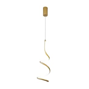 Pendente De Led Luminaria Dourado 30W Branco Quente 150 Cm