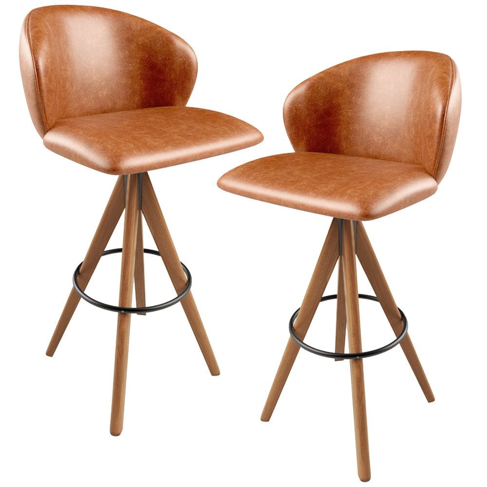 Kit 02 Banquetas Alta Bar Cozinha Sala de Jantar Bar Mia L02 Couríssimo Camel - Lyam Decor