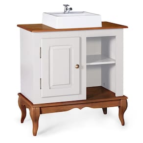 Gabinete para Banheiro 1 Porta com Cuba Dália 3051 Linz Móveis - Off White/Imbuia Glazer