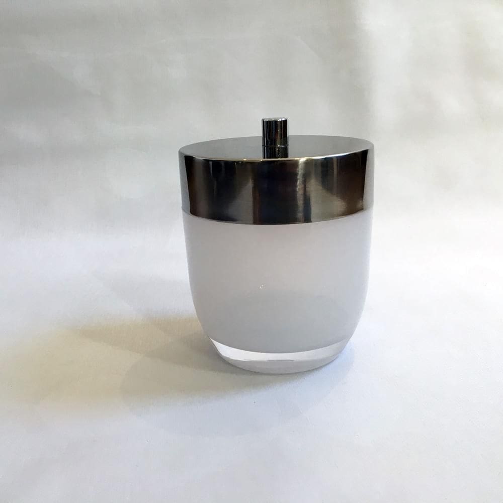 Porta Algodão em Acrílico com Tampa Cromada - Ky744 Branco
