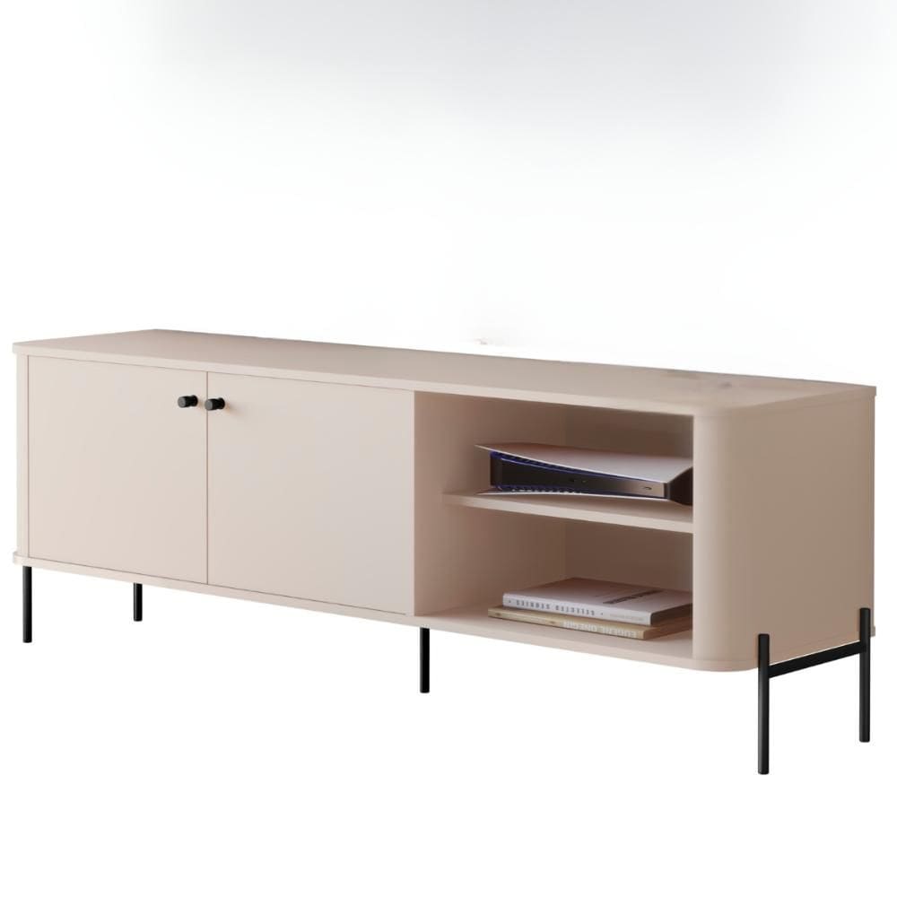 Rack Para TV Tucupí Bancada Off White Preto JB Bechara