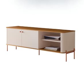 Rack Para TV Tucupí Off White Nature Bronze JB Bechara