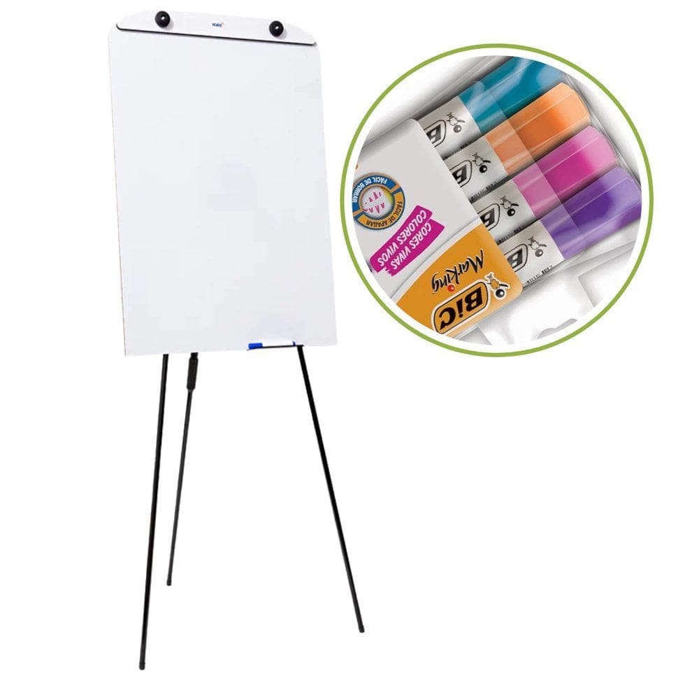 Flip Chart Quadro Branco 60x90cm Tripé Retrátil com 4 Marcadores