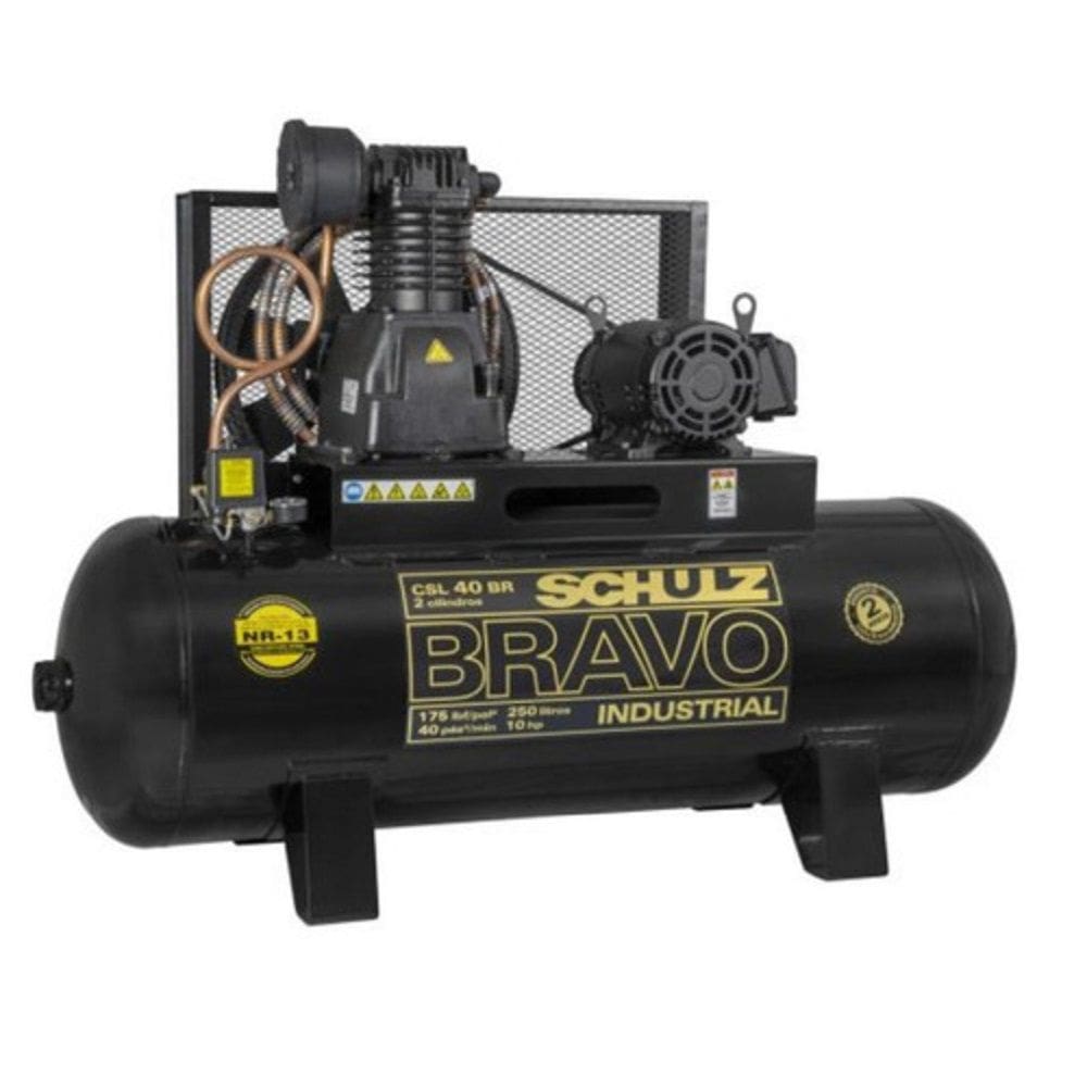 Compressor Ar 40 Pés 250 Litros 10cv Trifásico Bravo Schulz