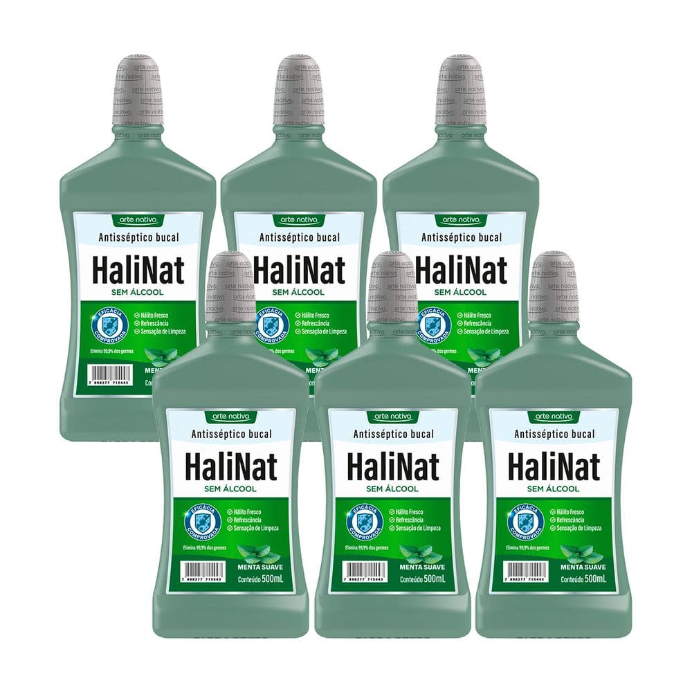Kit 6 und Halinat Antisseptico Bucal Menta Suave 500 ml