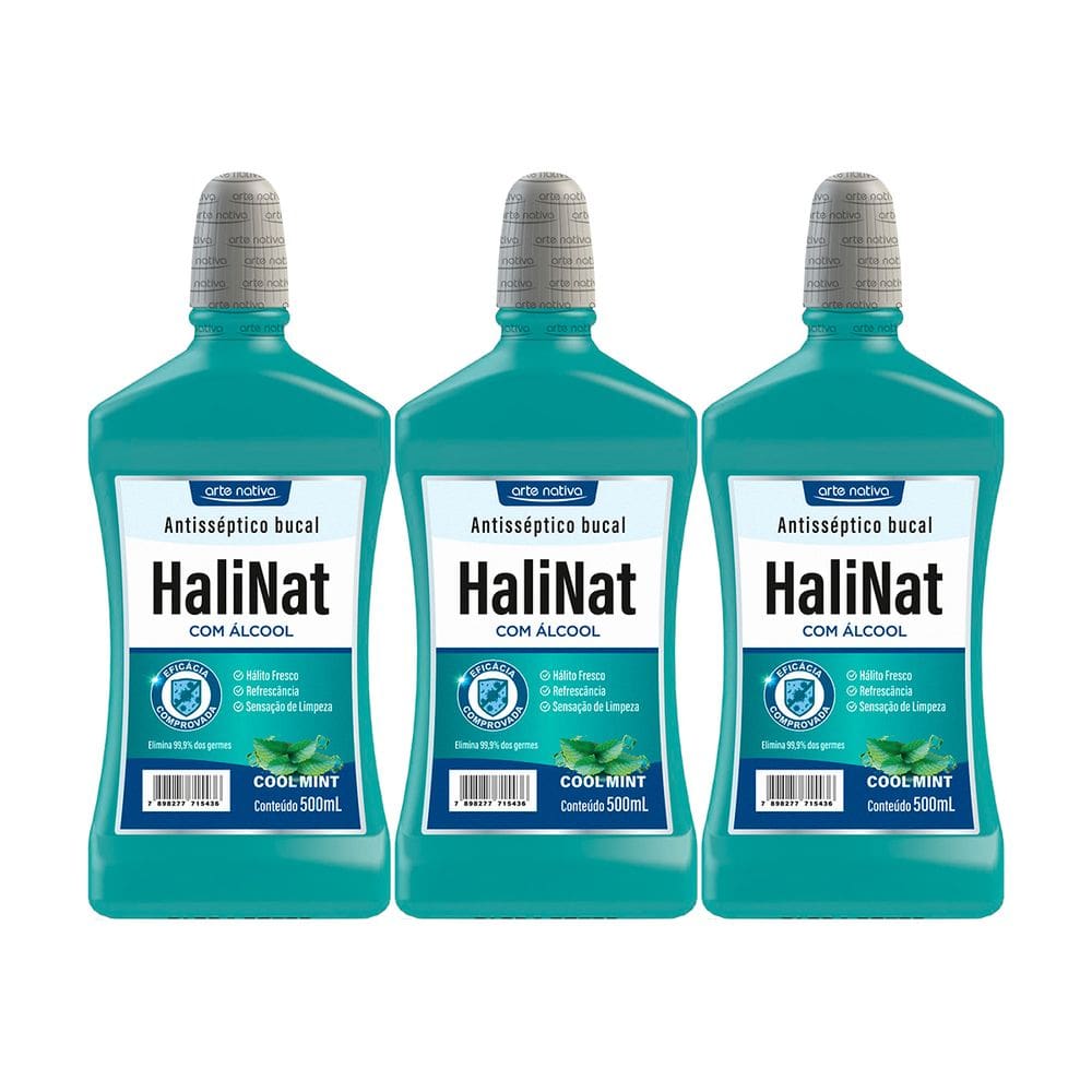 Kit 3 und Halinat Antisseptico Bucal Cool Mint 500 ml