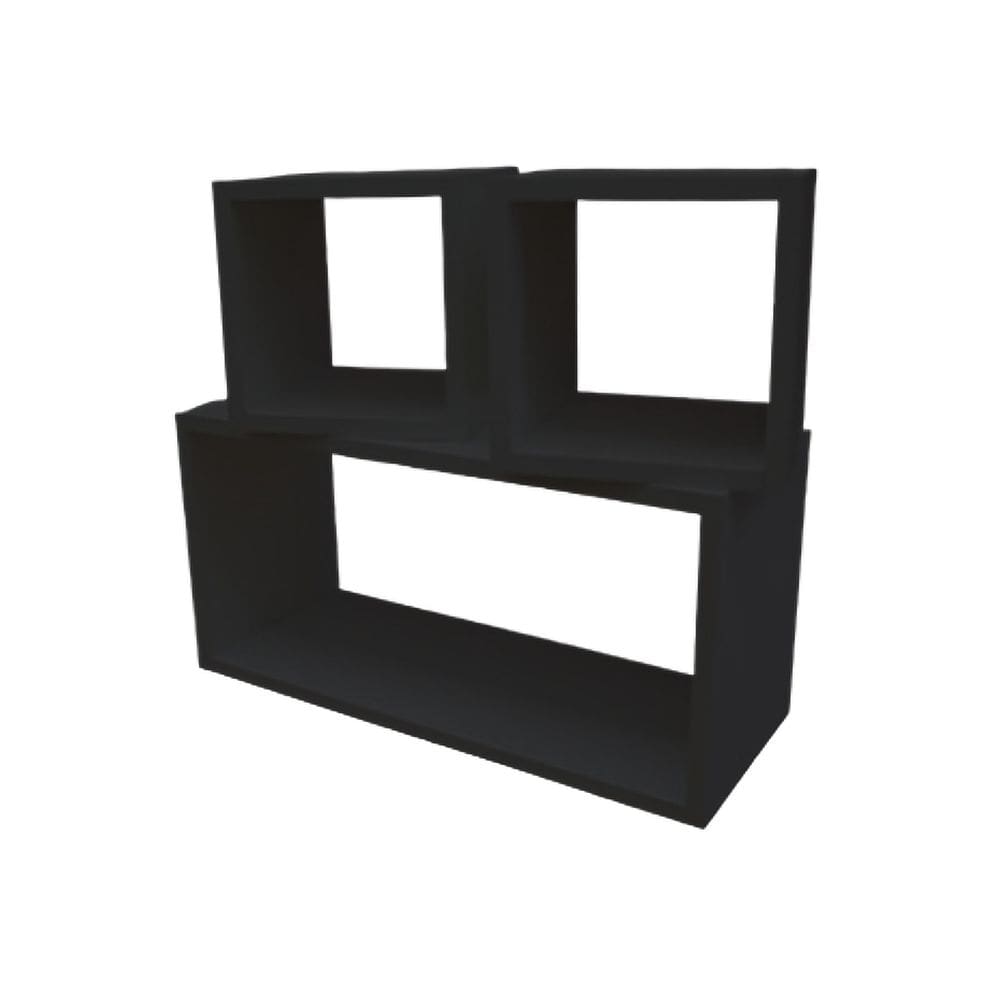 Kit Com 3 Nichos Prateleiras 50 x 25 cm Preto Cód.803