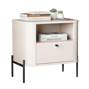 Mesa de Cabeceira Tucupí Slim Off White Preto JB Bechara
