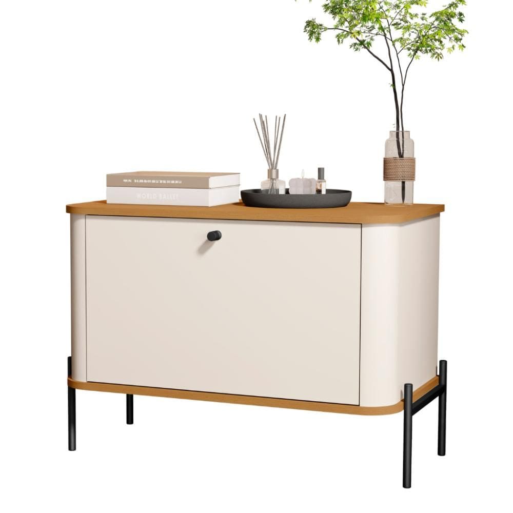 Mesa de Cabeceira Tucupí Off White Nature Preto JB Bechara
