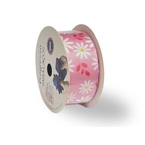 Fita De Gorgurão Para Laço 38mm 10 Metros - Floral Branco