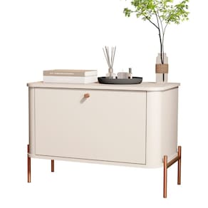Mesa de Cabeceira Tucupí Off White Bronze JB Bechara